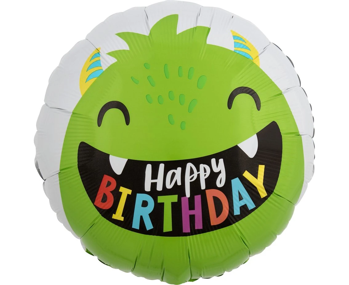 Foil balloon 18" SHP -  Happy little monsters bday EOL